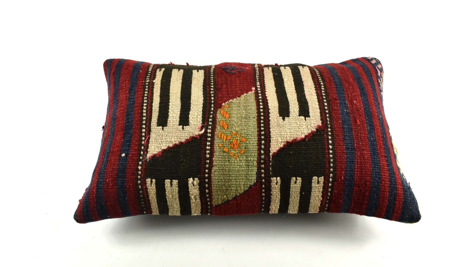 Kilim Pillow Cover 12x20 Handmade Turkish Rug Boho Ethnic Lumbar Cushion 3815