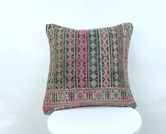 16x16 Ethnic Vintage Turkish Rug Pillow Cover Home Decorative Boho Cushion 1581