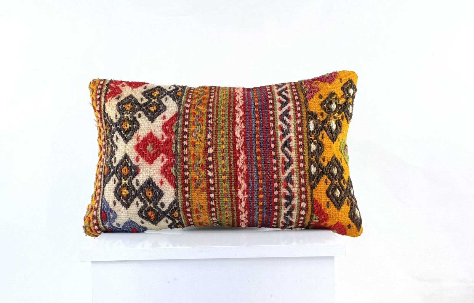 Kilim Pillow Cover 12x20 Turkish Handmade Sofa Couch Floor Lumbar Cushion E990