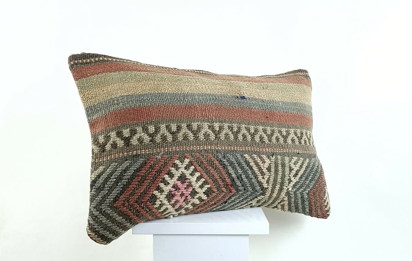 Kilim Pillow Cover 12x20 Turkish Handmade Sofa Couch Floor Lumbar Cushion A1245