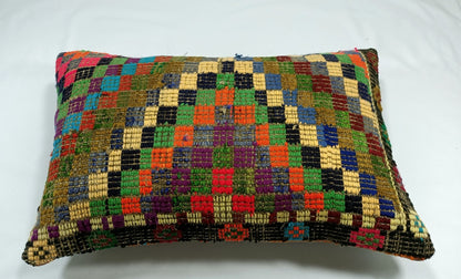 Kilim Pillow Cover 16x24 Tribal Vintage Turkish Carpet Lumbar Pillow Cover E48