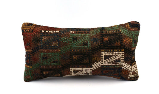 10x20 Kilim Lumbar Pillow Cover Vintage Ethnic Oushak Kilim Pillow Cover 4853