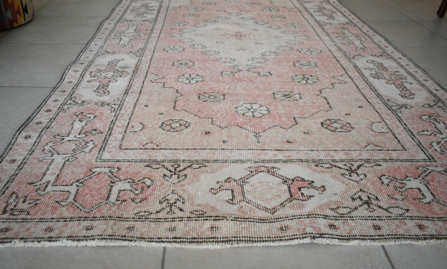 Faded Oushak Rug 8.1x4.5 ft Anatolian Rug Turkish Carpet Boho Floor Rug U08