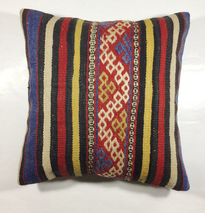 18"x18" Kilim Pillow Cover  Handmade Turkish Vintage Cushion Tribal Lumbar 208