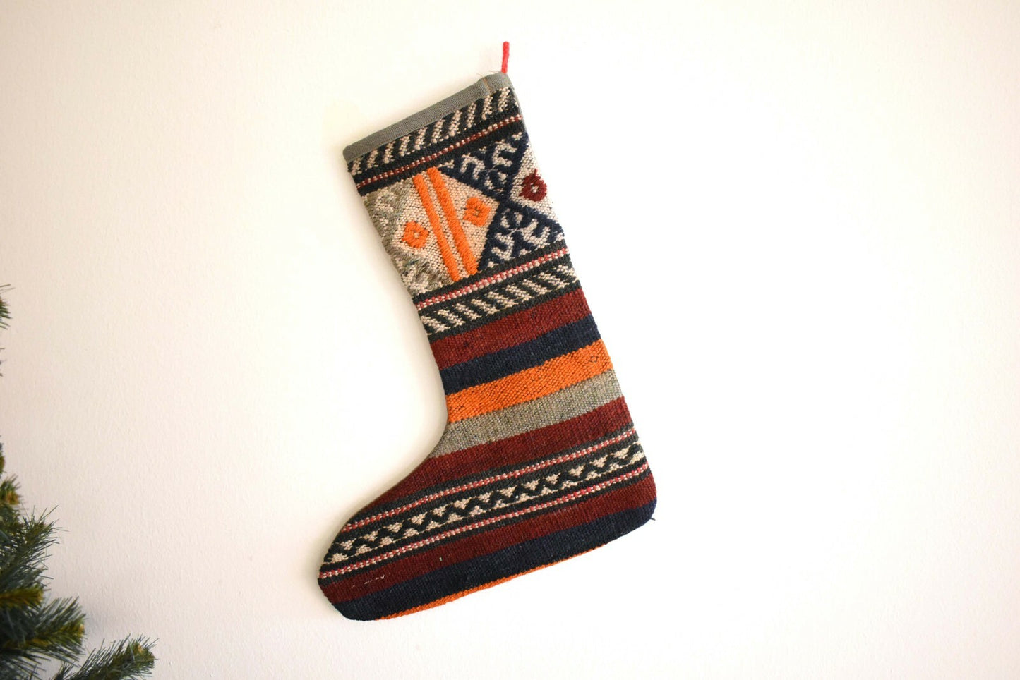 Rug Christmas Stocking Vintage Stocking Holiday Stocking Gift Stocking S287