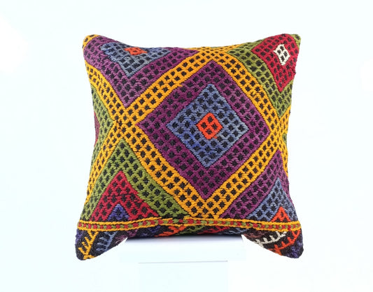 18"x18" Kilim Pillow Cover  Handmade Turkish Vintage Cushion Tribal Lumbar 1809