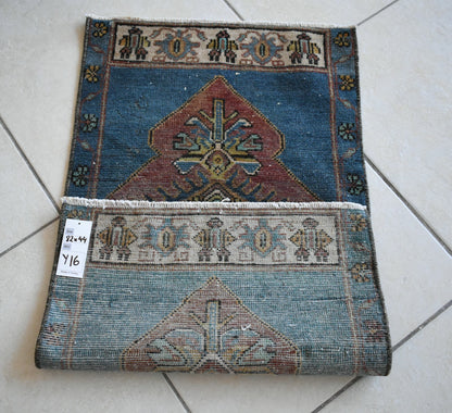 Anatolian Runner 2.6x1.4 ft Vintage Turkish Runner Oushak Runner Rug Y16