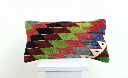 Turkish Cushion Cover 8"x16" Handmade Vintage Boho Ethnic Throw Pillow Case 2621