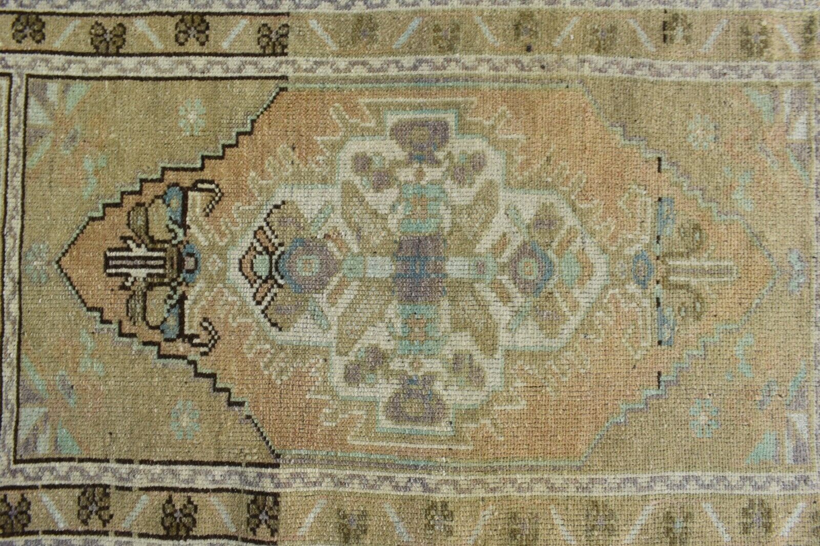 Vintage Runner 3x1.6 ft Mini Turkish Rug Oushak Runner Anatolian Runner Y102