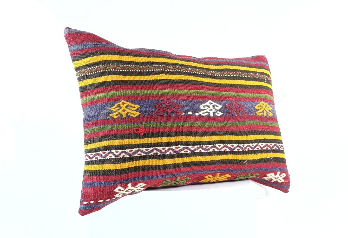 Kilim Pillow Cover 16x24 Tribal Vintage Turkish Carpet Lumbar Pillow Cover 1969