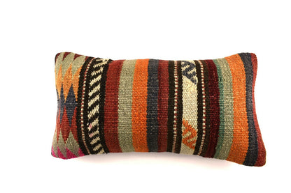 8x16 Kilim Pillow Cover Vintage Tribal Oushak Kilim Ethnic Lumbar Cover A2967