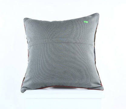 18"x18" Kilim Pillow Cover  Handmade Turkish Vintage Cushion Tribal Lumbar E1373
