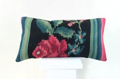 10x20 Kilim Lumbar Pillow Cover Vintage Ethnic Oushak Kilim Pillow Cover 2246