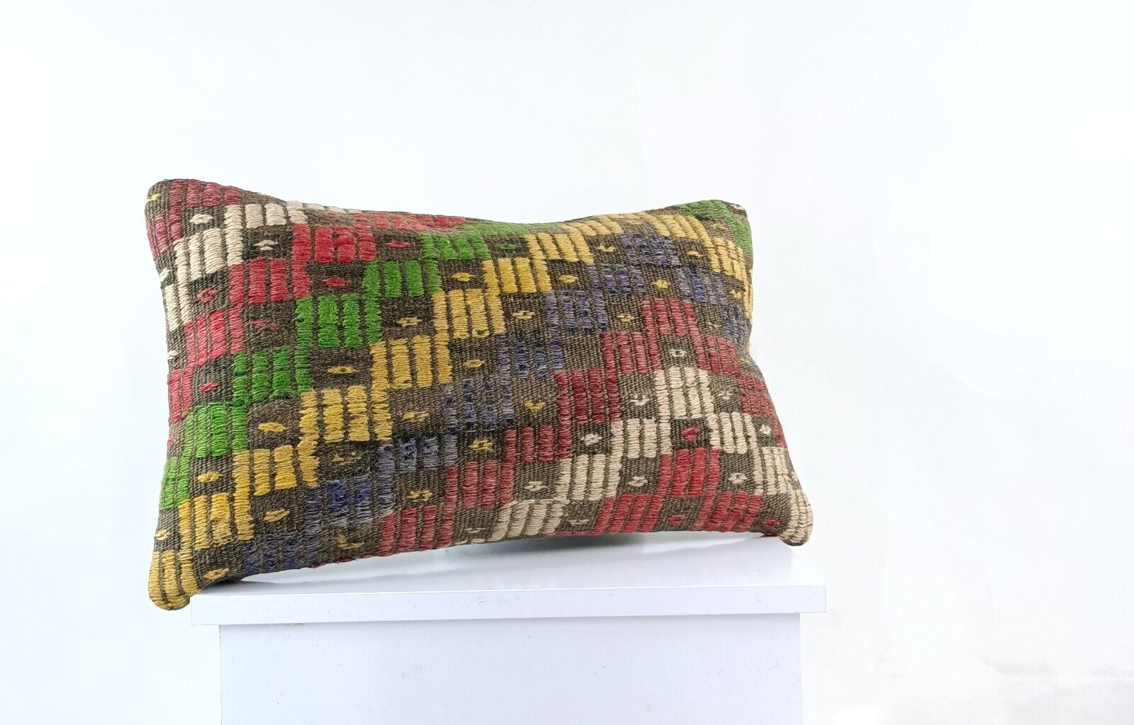 Kilim Pillow Cover 12x20 Turkish Handmade Sofa Couch Floor Lumbar Cushion E1042