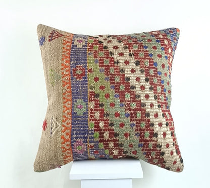 20x20 Kilim Pillow Cover Handmade Vintage Oushak Kilim Cushion Cover 2557