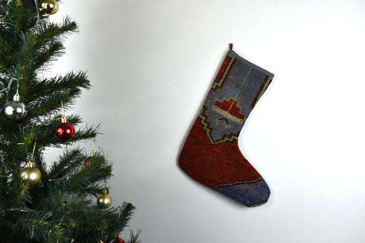 Kilim Christmas Stocking Vintage Rug Stocking Ethnic Decorative Xmas Socks S571