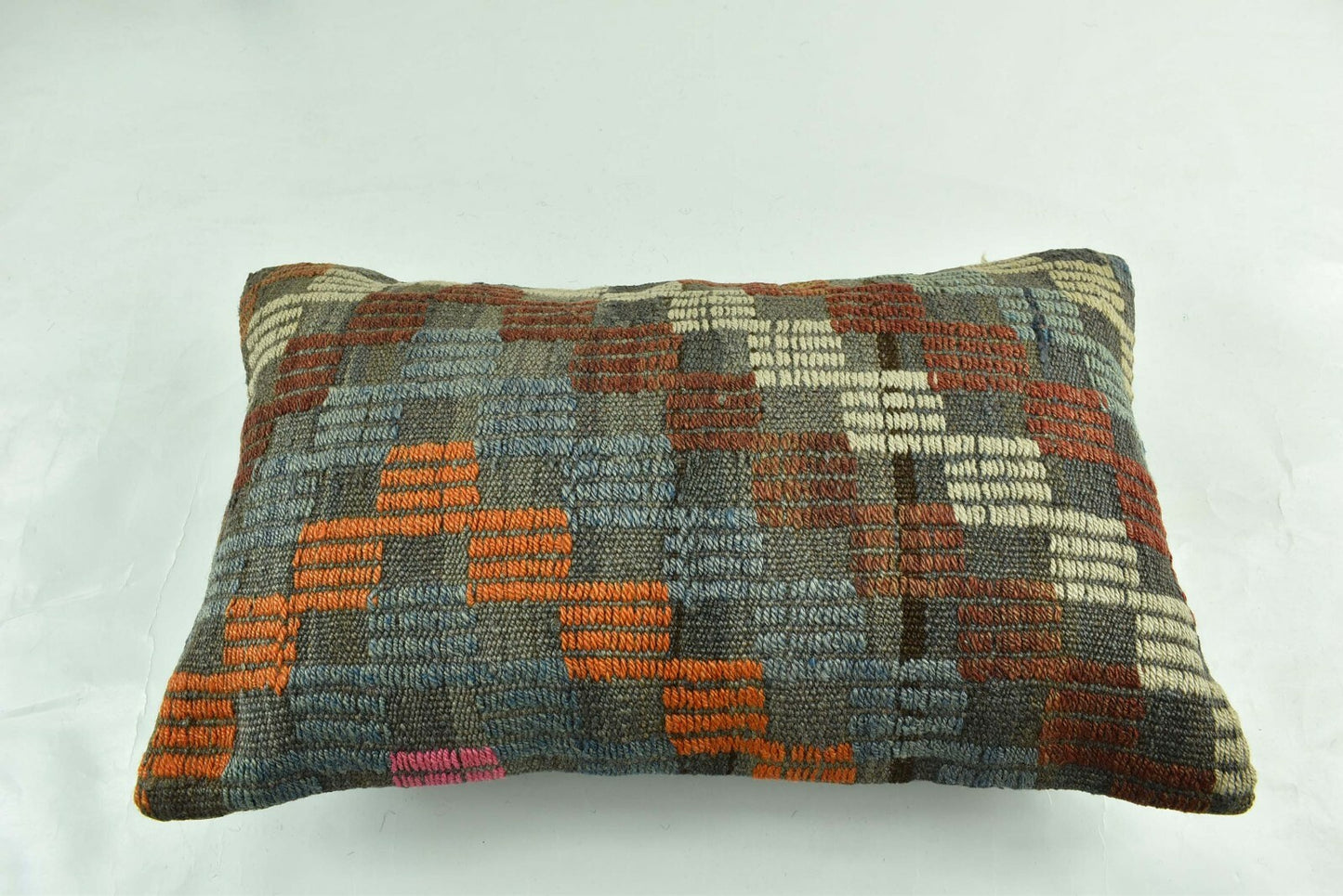 Kilim Pillow Cover 12x20 Turkish Handmade Vintage Couch Lumbar Cushion  A1854