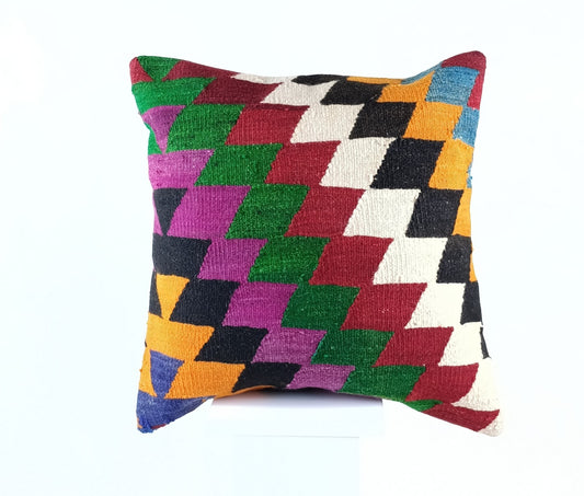 20x20 Kilim Pillow Cover Handmade Vintage Oushak Kilim Cushion Cover 1870