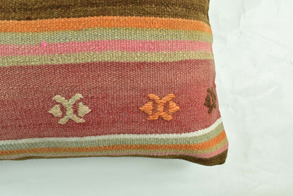 Kilim Pillow Cover 16x24 Tribal Vintage Turkish Carpet Lumbar Pillow Cover 3080