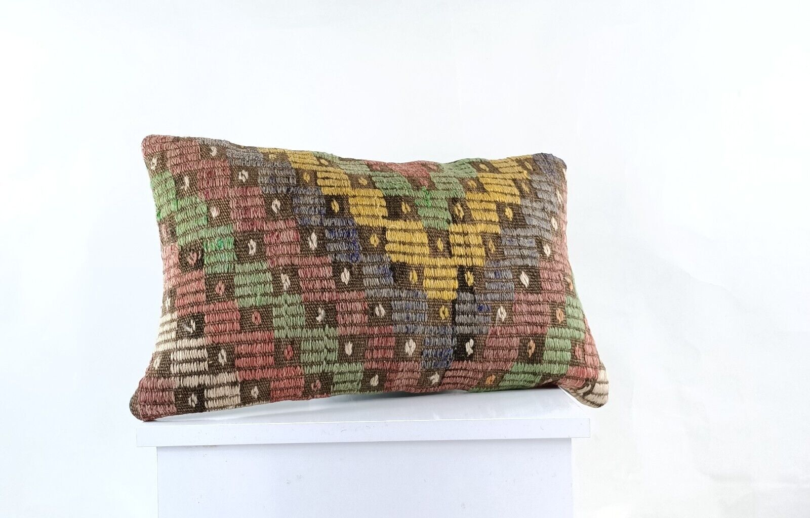 Kilim Pillow Cover 12x20 Turkish Handmade Sofa Couch Floor Lumbar Cushion E987