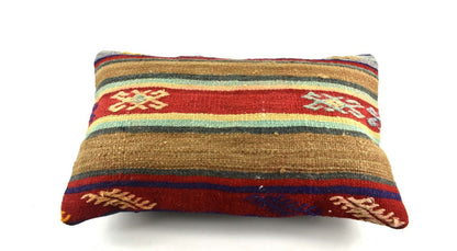 Kilim Pillow Cover 12x20 Handmade Turkish Rug Boho Ethnic Lumbar Cushion 3830