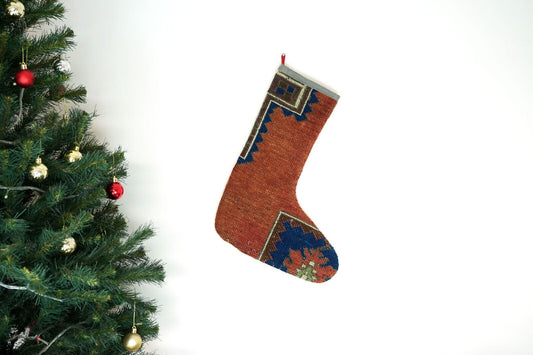 Kilim Christmas Stocking Vintage Rug Stocking Ethnic Decorative Xmas Socks S559