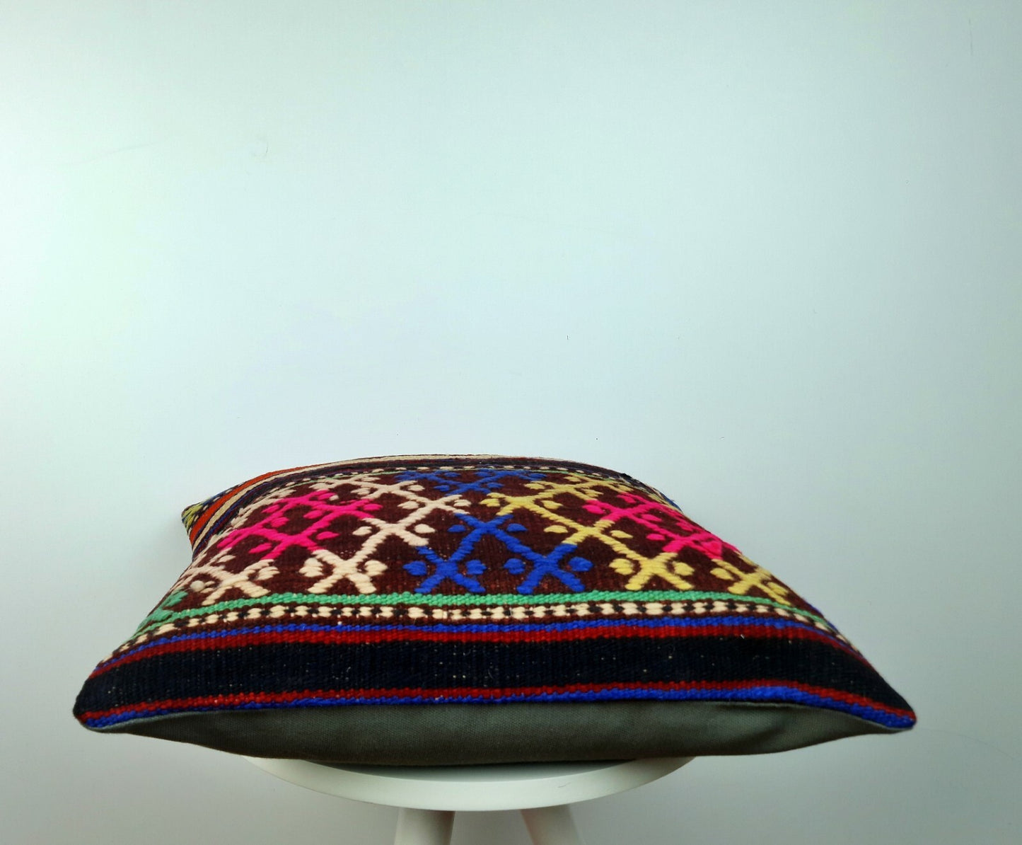 16x16 Handmade Kilim Rug Pillow Cover Vintage Boho Ethnic Lumbar Cushion E218