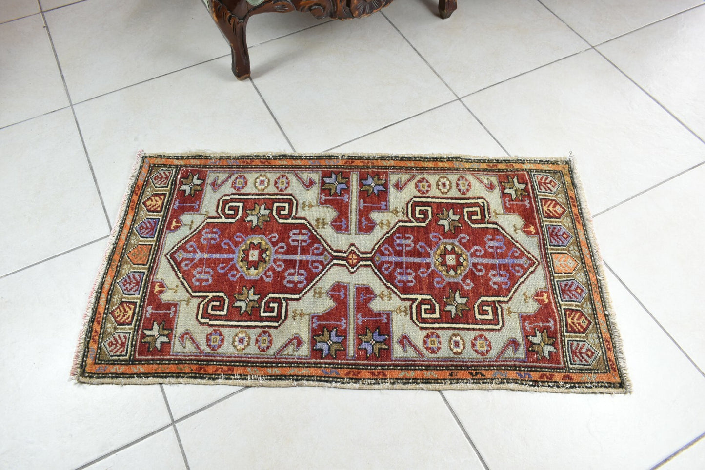 Turkish Runner 3.2x1.7 ft Runner Vintage Oushak Runner Small Faded Runner Y28