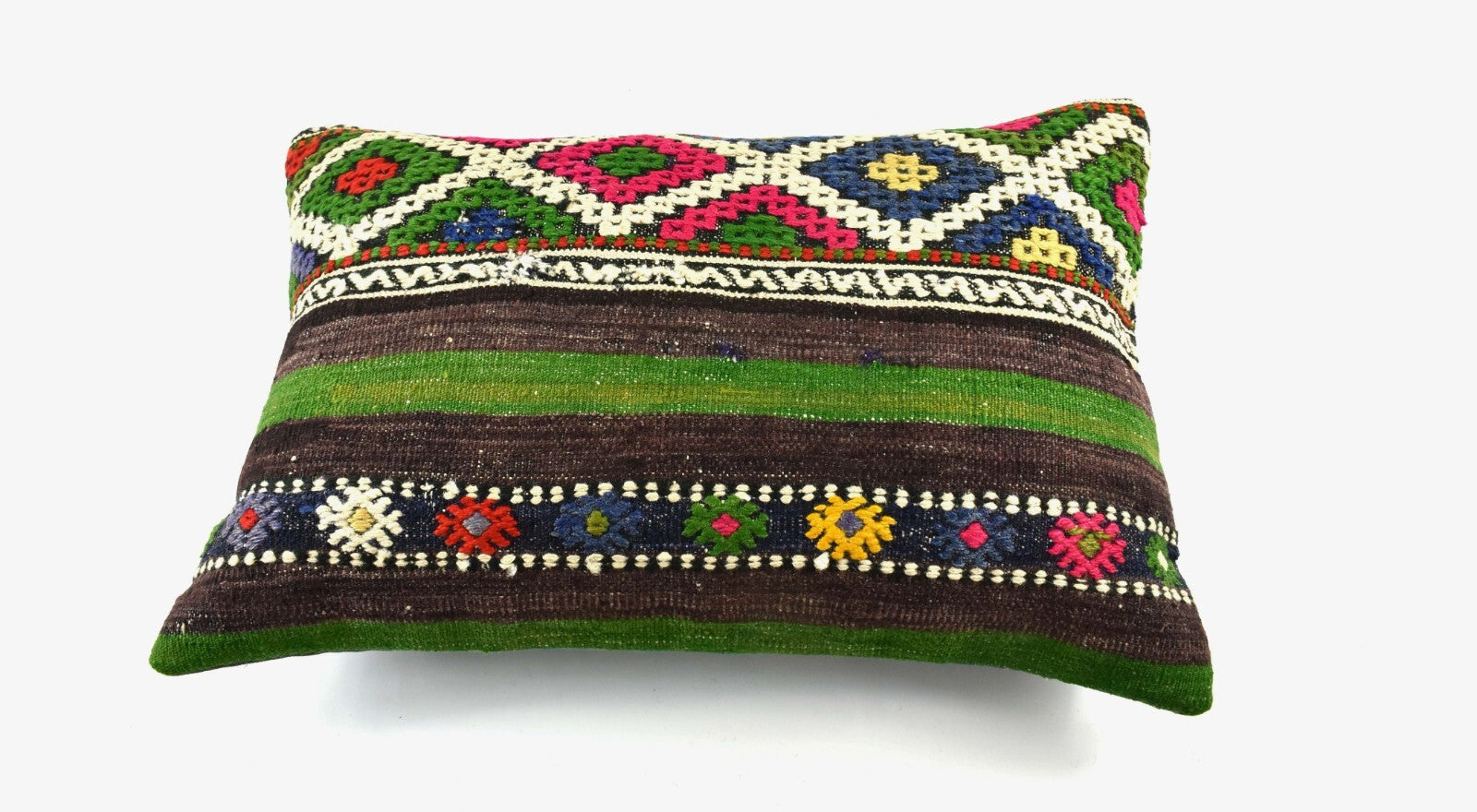 Kilim Pillow Cover 16x24 Tribal Vintage Turkish Carpet Lumbar Pillow Cover 3438