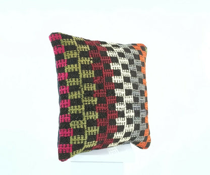 Kilim Pillow Cover 16x16 in Handmade Turkish Sofa Couch Wool Boho Cushion  A462