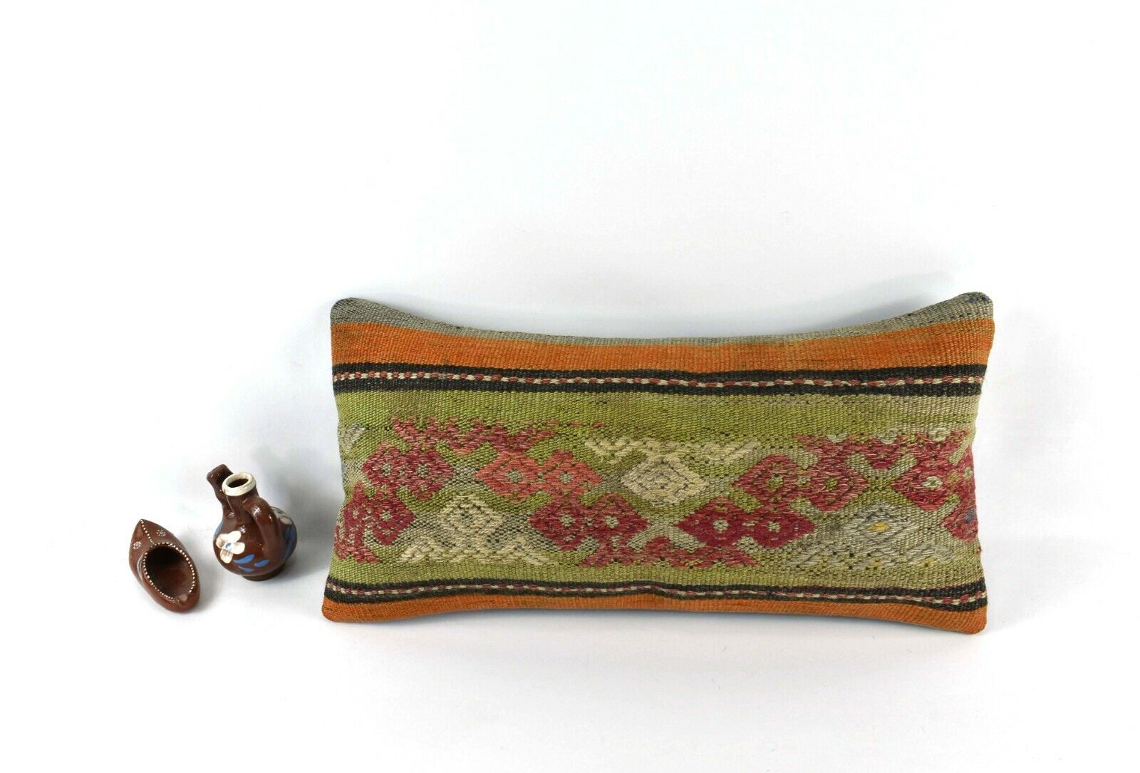 Kilim Lumbar Pillow Cover 10x20 Decorative Handmade Sofa Couch Cushion A2730