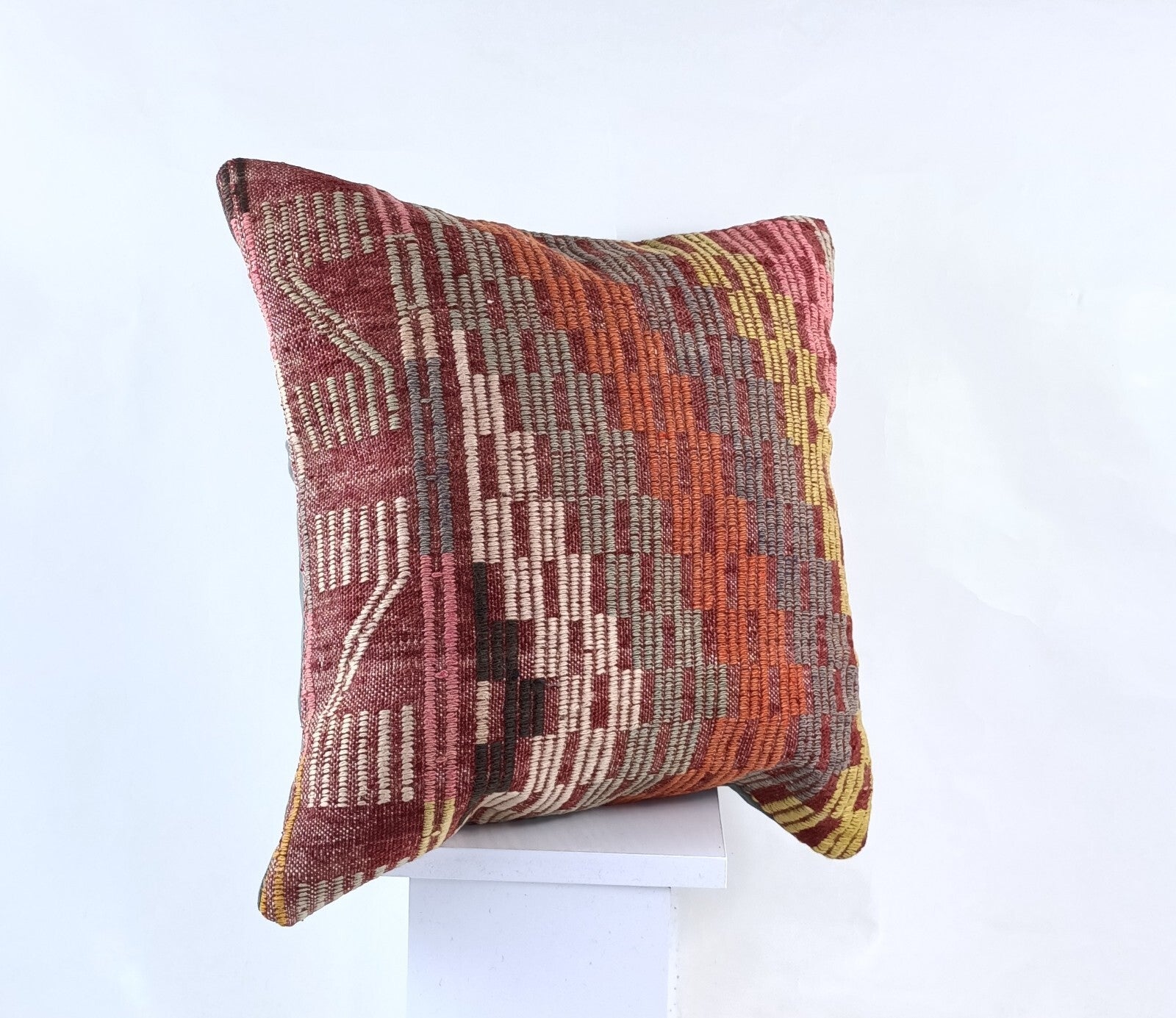 18"x18" Kilim Pillow Cover  Handmade Turkish Vintage Cushion Tribal Lumbar 1850