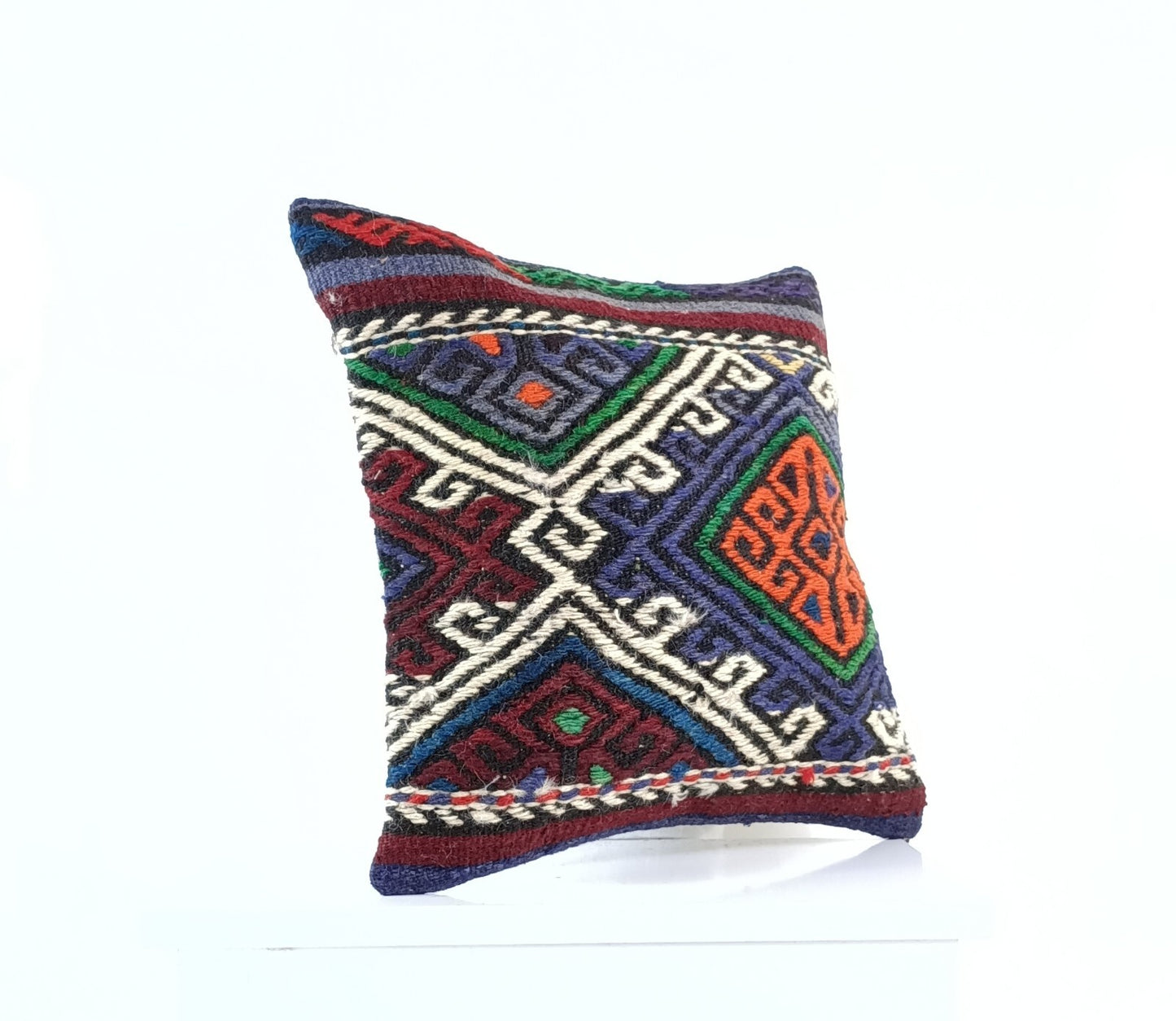 14"x14" Kilim Pillow Cover Handmade Turkish Tribal Ethnic Boho Rug Cushion E1291