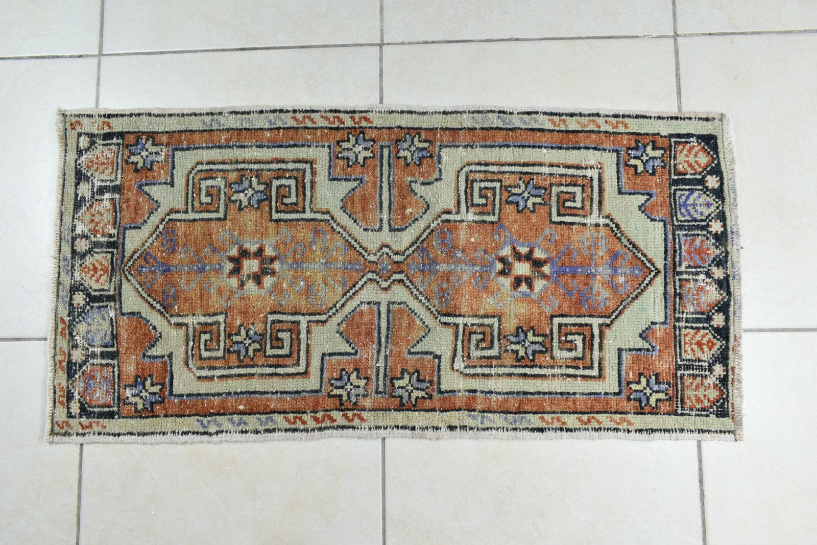 3.1x1.4 ft Anatolian Runner Small Vintage Rug Oushak Runner Mini Turkish Rug Y81