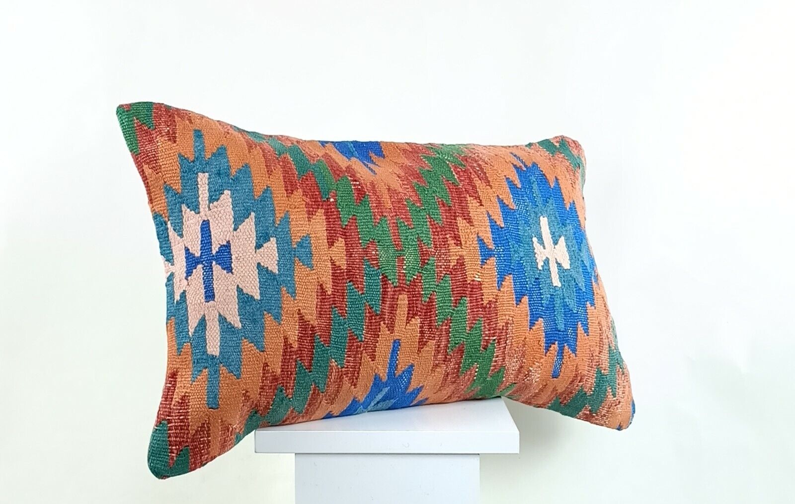 Kilim Pillow Cover 12x20 Turkish Handmade Sofa Couch Floor Lumbar Cushion A1259