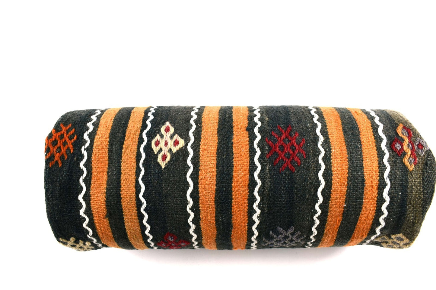 Kilim Bolster Pillow Cover 8x20 in Tribal Vintage Turkish Carpet Bolster Cushion