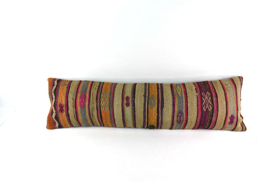 Long Kilim Pillow Cover 12x42 Vintage Ethnic Decorative Kilim Lumbar 4076