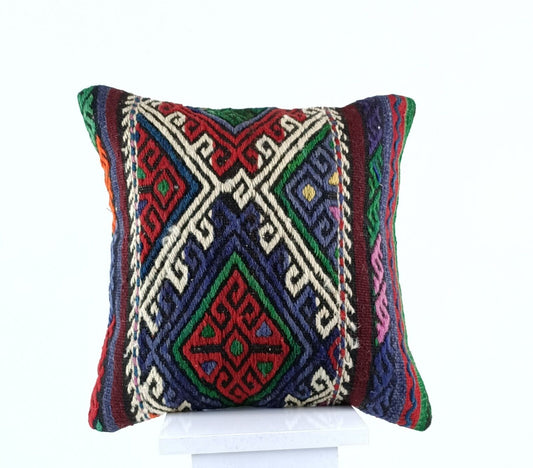 16x16 Ethnic Vintage Turkish Rug Pillow Cover Home Decorative Boho Cushion E859