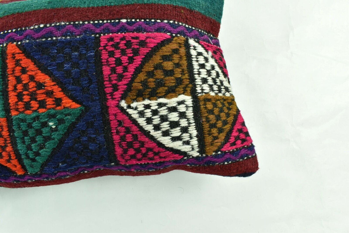 Kilim Pillow Cover 12x20 Turkish Handmade Sofa Couch Floor Lumbar Cushion A1780