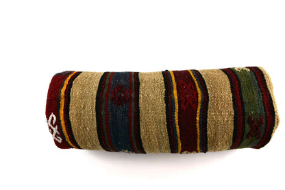 Kilim Bolster Pillow Cover 8x20 in Tribal Vintage Turkish Carpet Bolster Cushion