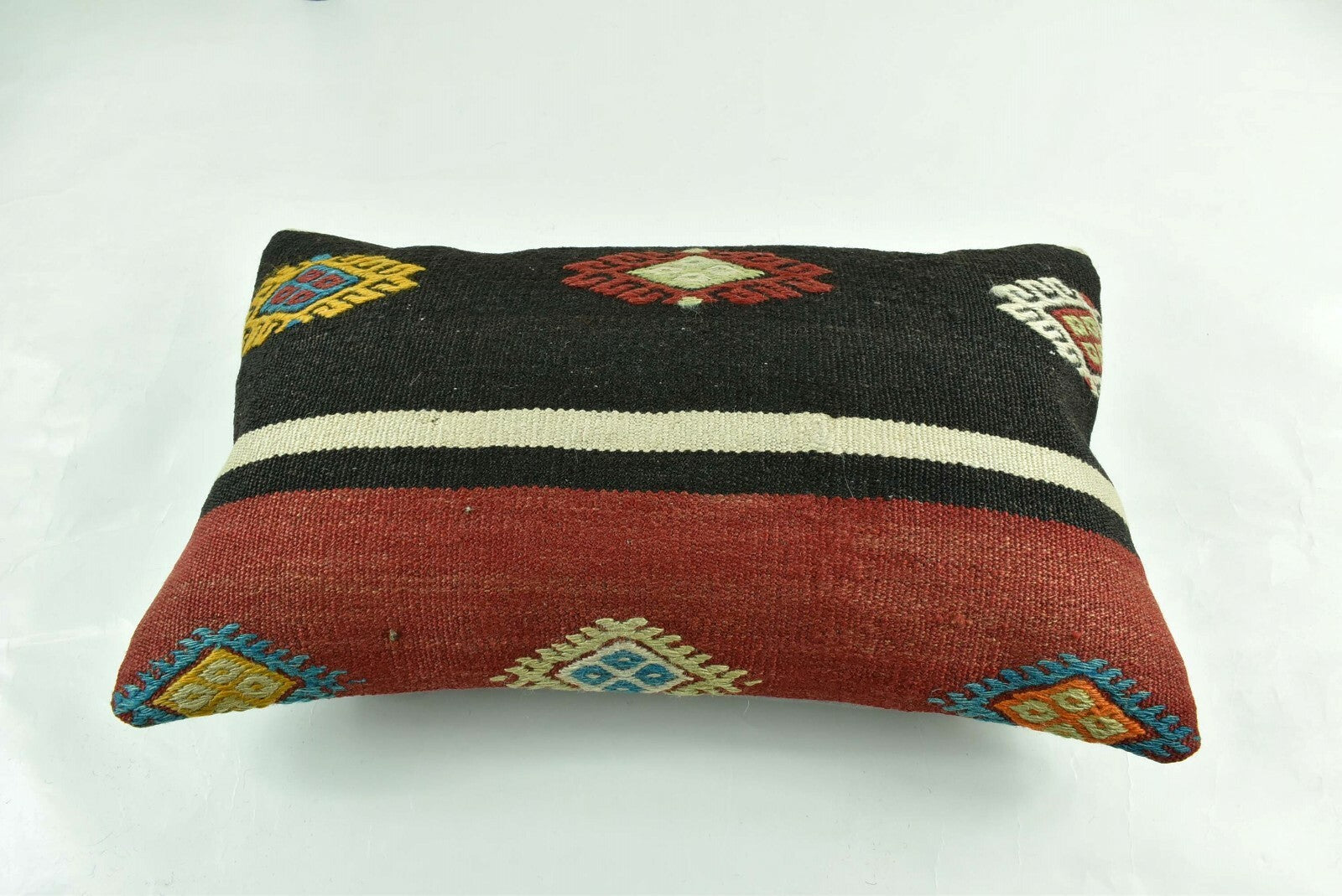 Kilim Pillow Cover 12x20 Turkish Handmade Vintage Couch Lumbar Cushion  A1809