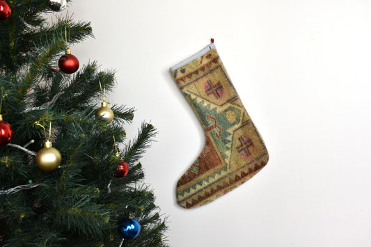 Kilim Christmas Stocking Vintage Rug Stocking Ethnic Decorative Xmas Socks S930
