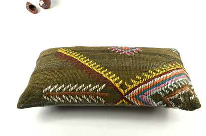Kilim Lumbar Pillow Cover 10x20 Decorative Handmade Sofa Couch Cushion A2735