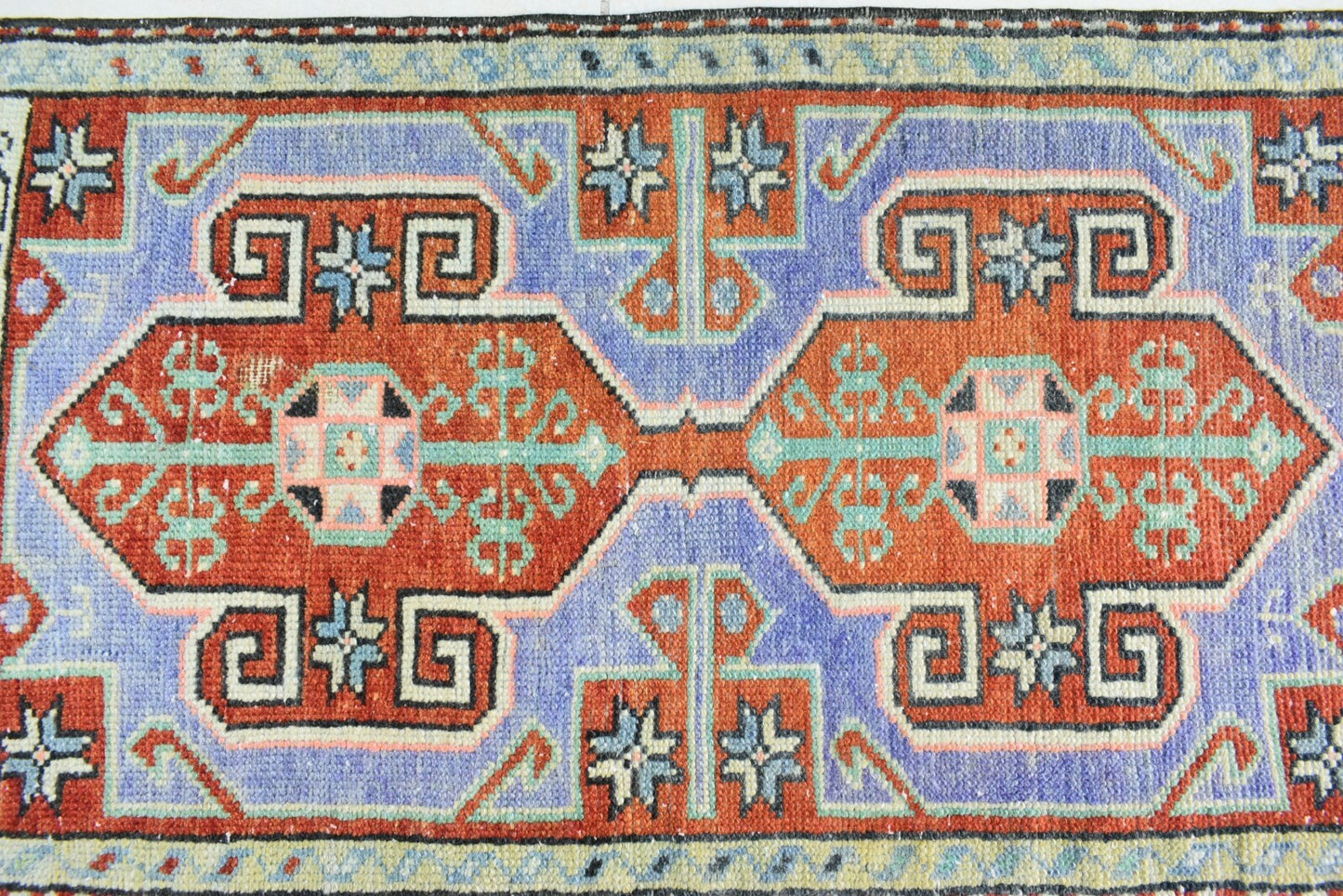 Vintage Runner 3.1x1.6 ft Mini Turkish Rug Oushak Runner Anatolian Runner Y93