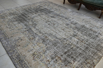 Large Turkish Rug 7.8x6.1 ft Vintage Rug Faded Oushak Rug Living Room Carpet B25