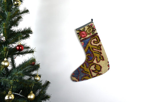 Kilim Christmas Stocking Vintage Rug Stocking Ethnic Decorative Xmas Socks S808