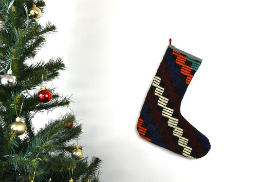 Kilim Christmas Stocking Vintage Rug Stocking Ethnic Decorative Xmas Socks S693