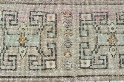 Vintage Runner 3.1x1.3 ft Mini Turkish Rug Oushak Runner Anatolian Runner Y101