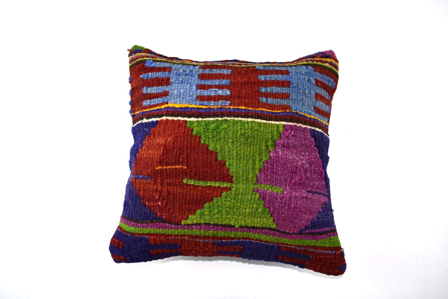 14"x14" Kilim Pillow Cover Handmade Turkish Tribal Ethnic Boho Rug Cushion 4254