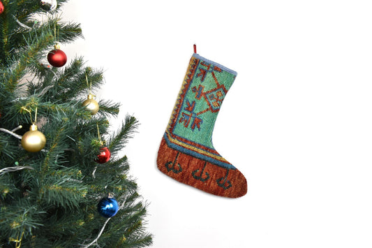 Kilim Christmas Stocking Vintage Rug Stocking Ethnic Decorative Xmas Socks S902